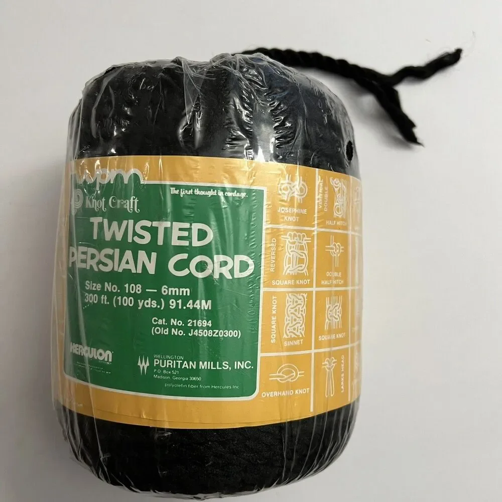 Knot Craft Twisted Persian Cord Macrame 100yd 6mm Herculon Crochet Knit Knotting